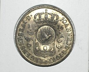 969 Réis - 1816 Bahia Com Carimbo do Divino "Pomba voando" Rara / Soberba / Publicado no Catlogo Arnaldo Russo e Amato / Cod. 780