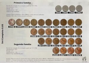 moedas 0.05 centavos set completo