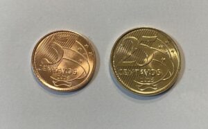 Par de moedas de 5 e 25 centavos 2025