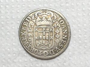 160 Réis - 1749 / Cunhada para o Maranão - Sem Letra monetária R / Variante 2a / Prata / Escassa / Mbc/S / box100m
