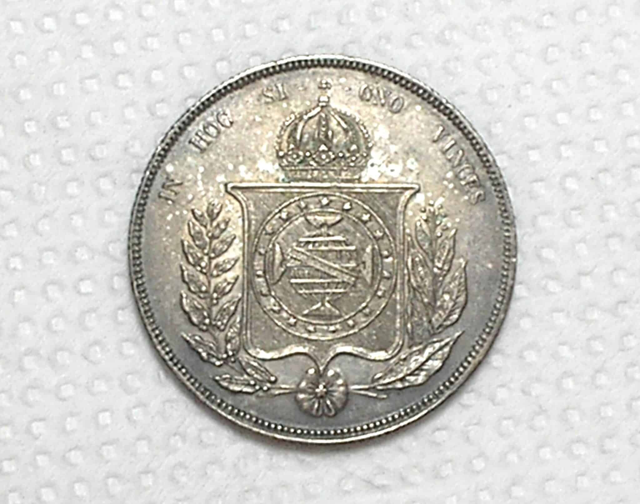 | Casa do Colecionador 1.000 Réis - 1853 / Império / Sob/Flor - Linda peça / Prata / Cod.Alb