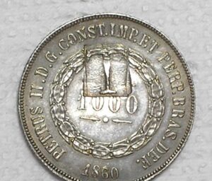 1.000 Réis - 1860 / Com Carimbo Particular de fazenda Maranhão, Letra T / Classificada em Livros / Rara / Soberba / m100