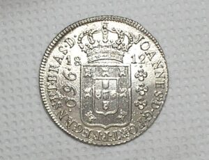 960 Réis - 1812-R / Variante 13a / Colonia D. João P. Regente / Data escassa / Prata / Mbc/S / box100m