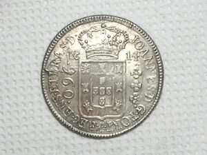 960 Réis - 1814-R / Data e Valor 960 Duas Vezes Sombreado / Colonia D. João P. Regente / Prata / Mbc/S / box100m