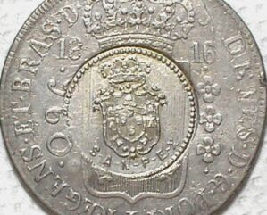 960 Réis - 1816-R Com Carimbo Aplicado Sanpex 1949 / Exemplar de num. 200 / Prata / S/Fc / box100m