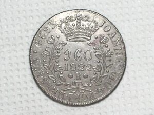 960 Réis - 1822-R / Dara Escassa / Variante 1a / Recunho sobre Lima - 1821 / Ce / Reino Unido / Prata / Soberba / box100m