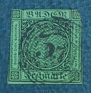 ALEMANHA - BADEN - OLG GERMANY - selo stamp Mi #6 - 3Kr - 1853