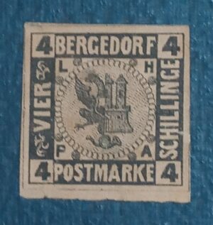 ALEMANHA - BERGEDORF - OLD GERMANY - selo stamp Mi #5 - 4S - 1861