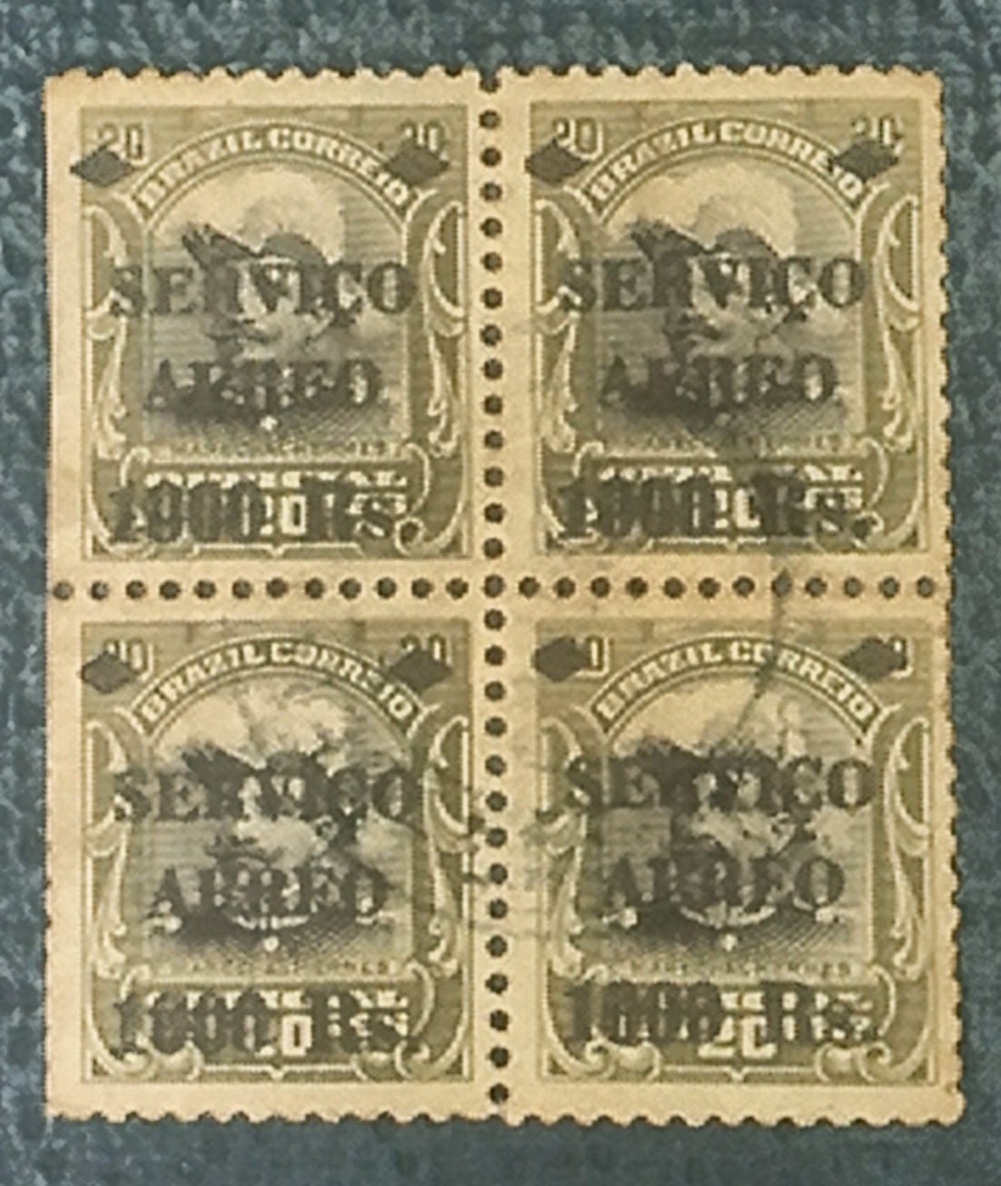 BRASIL- AÉREO OFICIAL - SELO RHM #A08 - 20rs - SERVIÇO AEREO - 1927