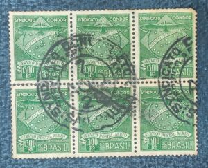 BRASIL- AÉREO- SELO RHM #K04- 1.300rs - SINDICATO CONDOR 1927