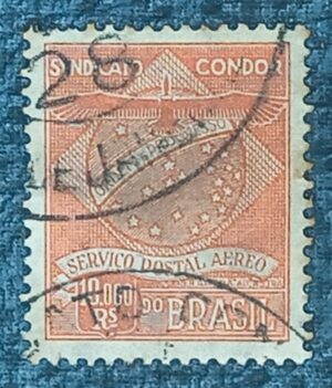 BRASIL- AÉREO- VARIG - SELO RHM #K07 - 10.000rs - AVIAÇÃO - 1927