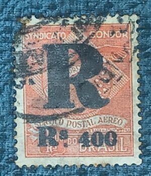 BRASIL- AÉREO- VARIG - SELO RHM #K08 - 10.000rs - AVIAÇÃO - 1928