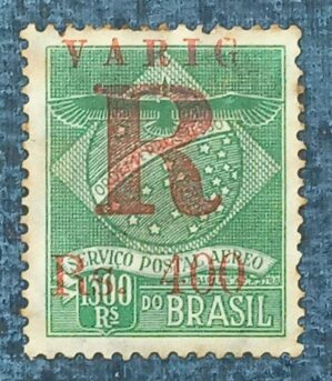 BRASIL- AÉREO- VARIG - SELO RHM #V04 - 1.300rs - AVIAÇÃO - 1928