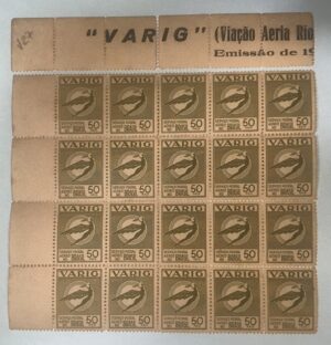 BRASIL- AÉREO - VARIG - SELO RHM #V27 - 50rs - AVIAÇÃO - 1932