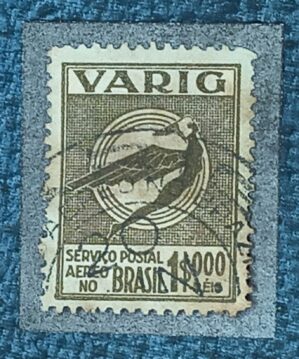 BRASIL- AÉREO- VARIG - SELO RHM #V46 - 1.000rs - AVIAÇÃO - 1934