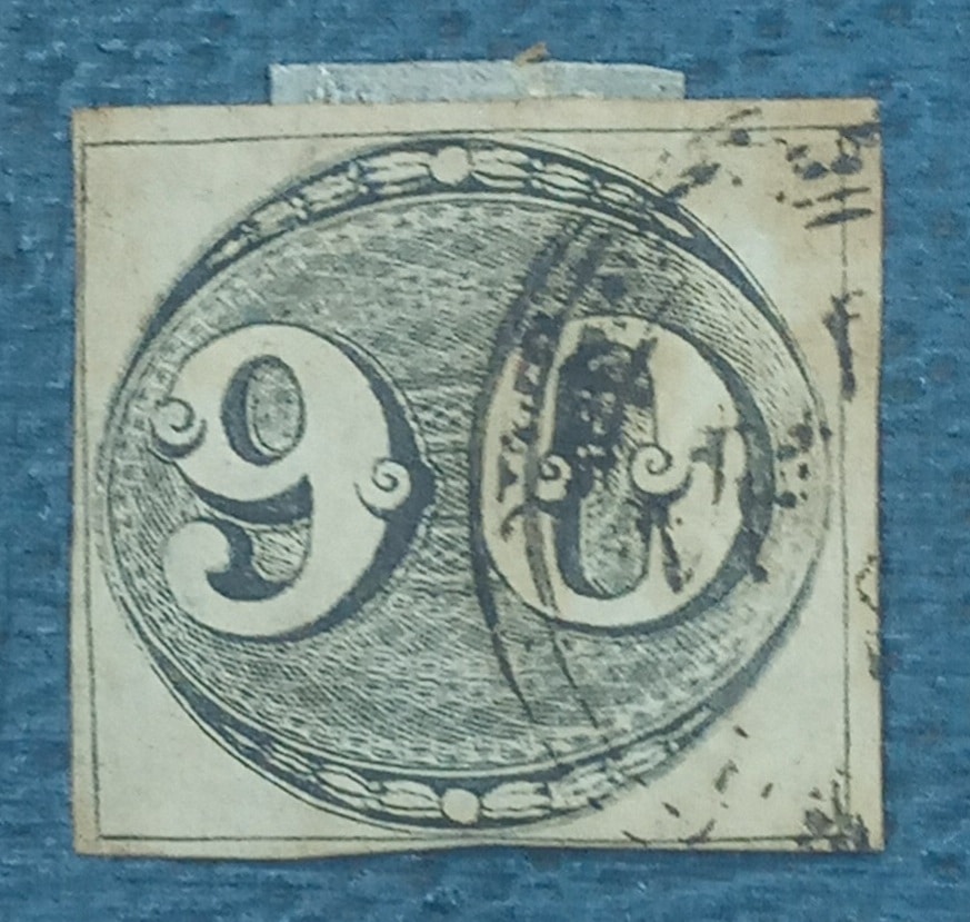 BRASIL- IMPÉRIO – SELO RHM #3 - 90rs - OLHO DE BOI, 1843