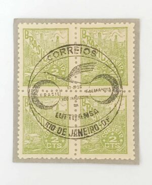 BRASIL- REPÚBLICA – AVIAÇÃO - QUADRA COMEMORATIVA LUFTANSA 1954