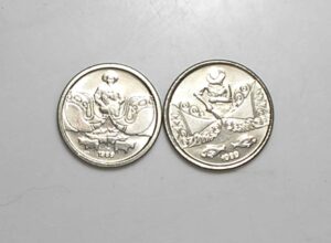 Peças bonitas de 1 e 5 Centavos 1989 flor de cunho