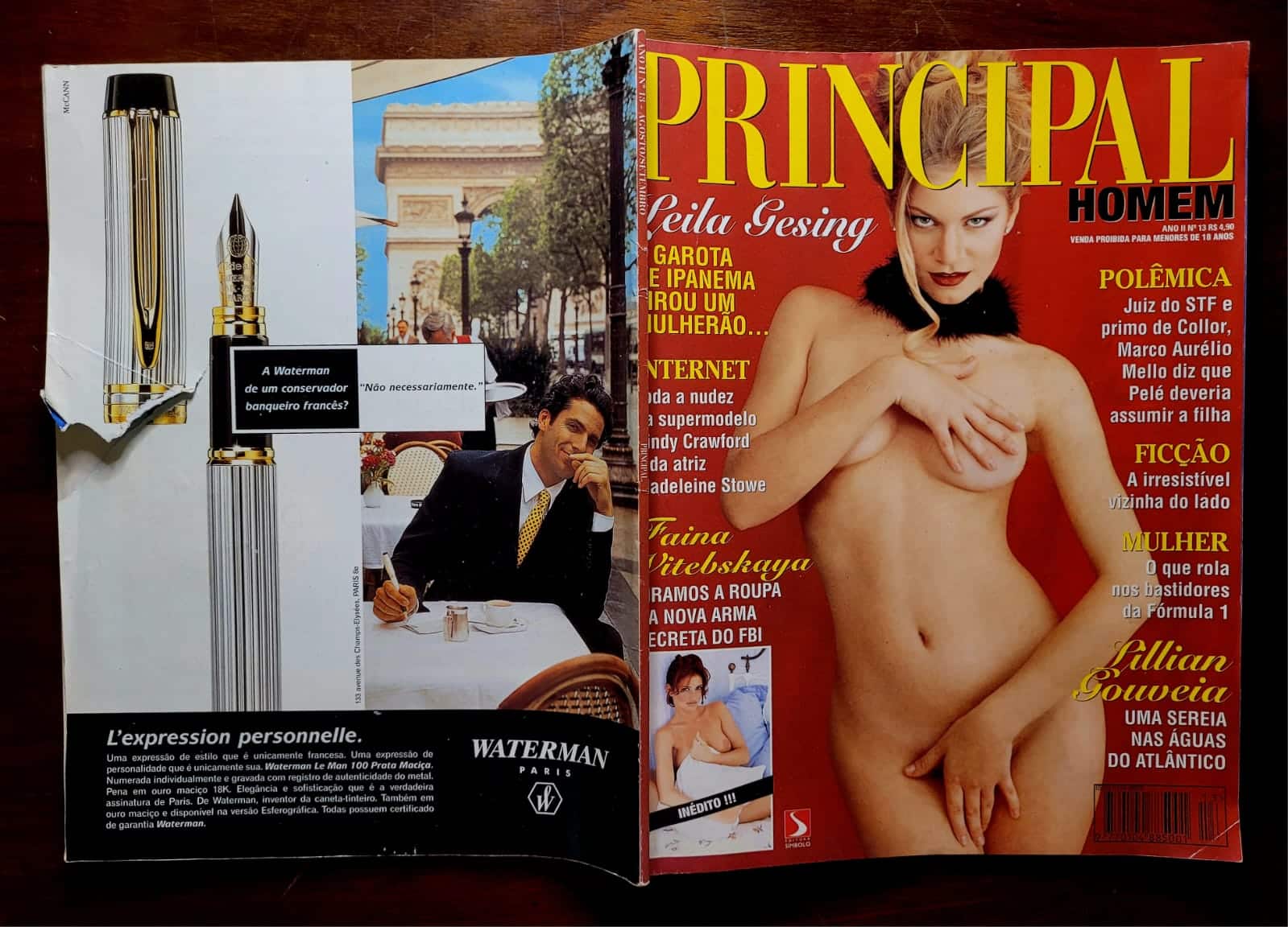 | Casa do Colecionador Revista Principal Homem Nº 13 (Agosto/Setembro 1996) Leila Gesing - Erotismo Retrô, Polêmica e Famosas - Raridade 18+