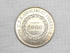1.000 Réis - 1861 / Império / * Flor de Cunho / Prata - Brilho original do cunho / Cod.Alb