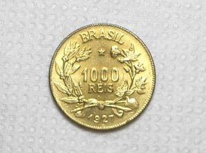 1.000 Réis - 1927 / Sem Sigla - Escassa / Brilhante Flor de Cunho / República / Bz/Al / Cod.Alb