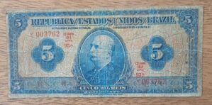 Cedula Brasil 5 mil reis estampa 19 série 93.