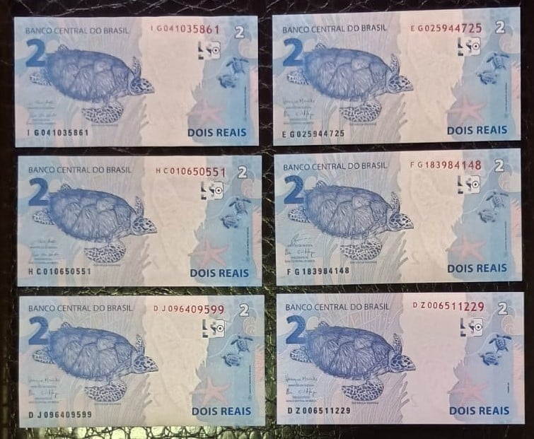 | Casa do Colecionador Kit com 6 Cédulas de 2 Reais FE