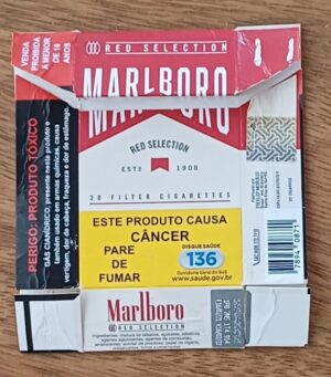 Box vazio Marlboro Red Selection. Verso tarja amarela.