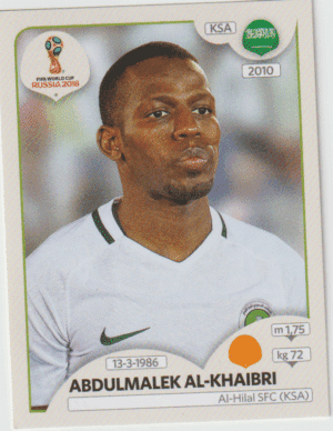 figurinha copa do mundo 2018 Arábia saudita nº63