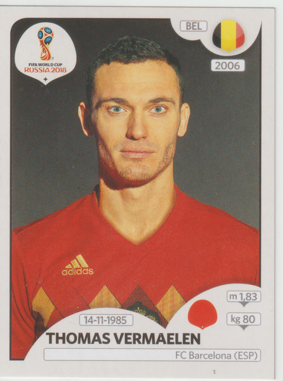 figurinha copa do mundo 2018 Bélgica nº516