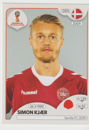 figurinha copa do mundo 2018 Dinamarca nº256