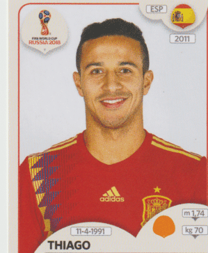figurinha copa do mundo 2018 Espanha nº142