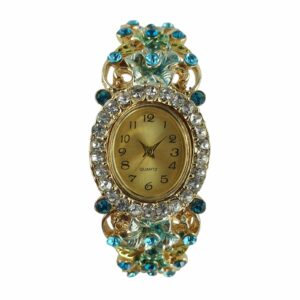 Relógio Bracelete Lupai Blue And Green Flowers