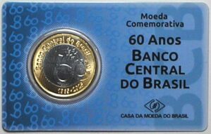 1 Real - 2025 com Blister Lacrado Original da Casa da Moeda comemorando os 60 Anos do Banco Central / Flor de Cunho