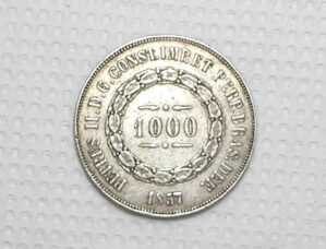 1.000 Réis - 1857 / Prata Império / Mbc / cod.340