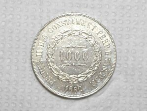 1.000 Réis – 1862 / Data, 2 Muito Grande e Fino / Soberba / Prata / cod.450