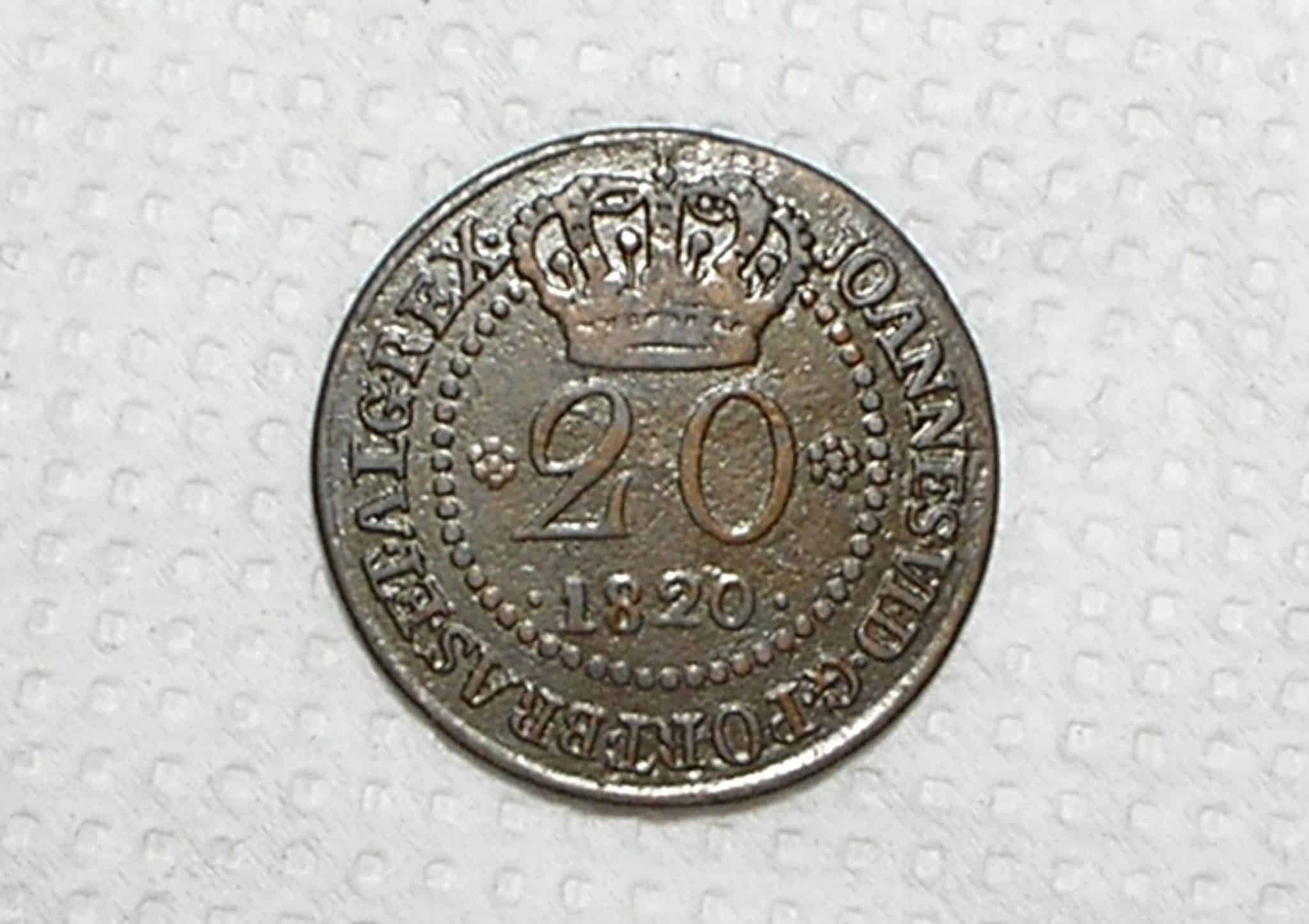 20 Réis - 1820 / Cunhada para Moçambique St. Thomé e Principe / 44 Perolas / Soberba / Cod.420