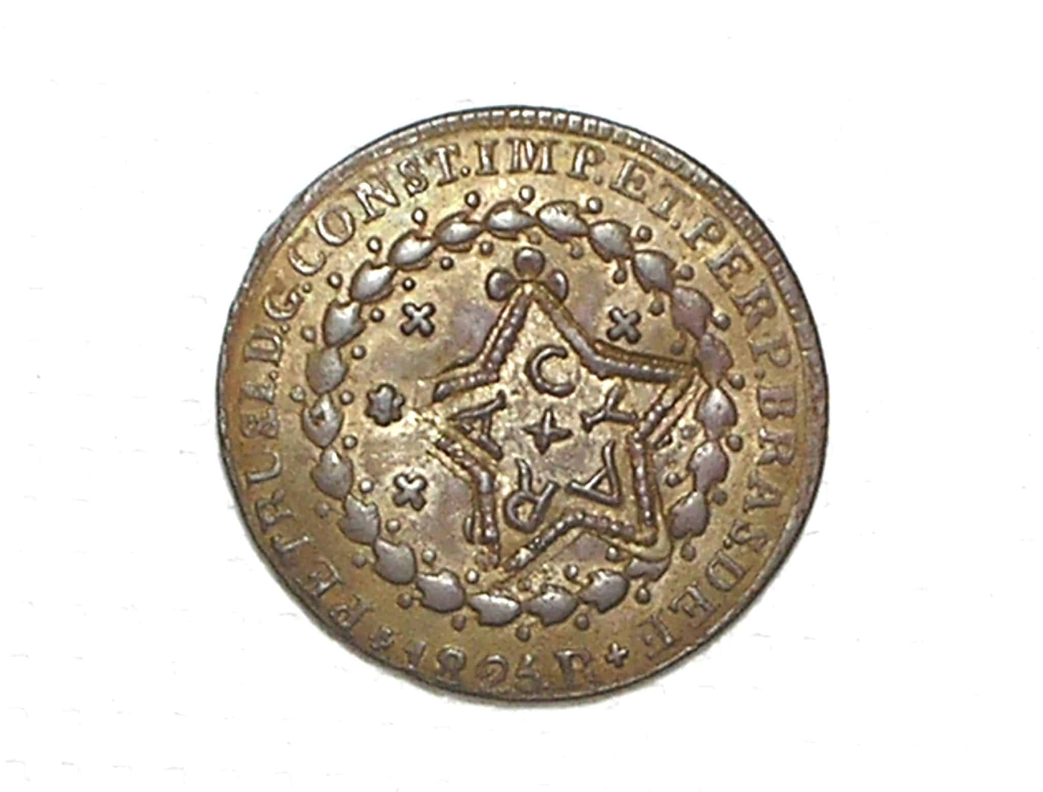 20 Réis - 1825-R / Carimbo Falso Classico da época CYARA E não Ceará / Moeda legitima / 24 Tulipas / Soberba / Exemplar Raro muito procurado - Catalogada / cod.820