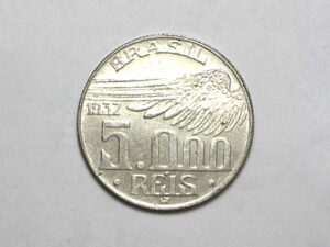 5.000 Réis - 1937 / Santos Dumont - A data mais dificil da série / Prata