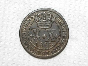 80 Réis - 1818-Rio / Cunhada para Goias e Mato Grosso / 54 Perolas / Soberba / Raro / Cobre / Cod.420