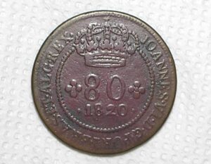 80 Réis - 1820 / Cunhada para Moçambique St. Thomé e Principe / 62 Perolas / Mbc / Escassa / Cod.420