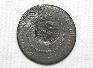 80 Réis - 1830-Bahia / Raríssimo Recunho com Escudo batido na lateral / Carimbo 40 - 21 Tulipas / Cobre / Cod.420