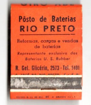 Caixa De Fosforos Posto de Baterias Rio Preto - Sao Jose Rio Preto - Anos 50