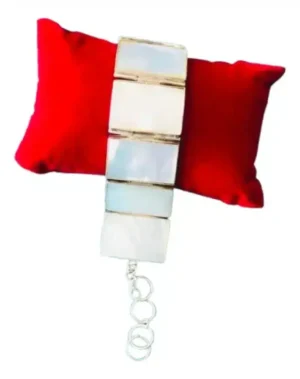 Pulseira Prata Madrepérola Vintage. Bracelete Vintage