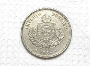 50 Réis - 1886 / Totalmente Flor de Cunho - Relíquia do guardado / Fundo Linhado / m550.a