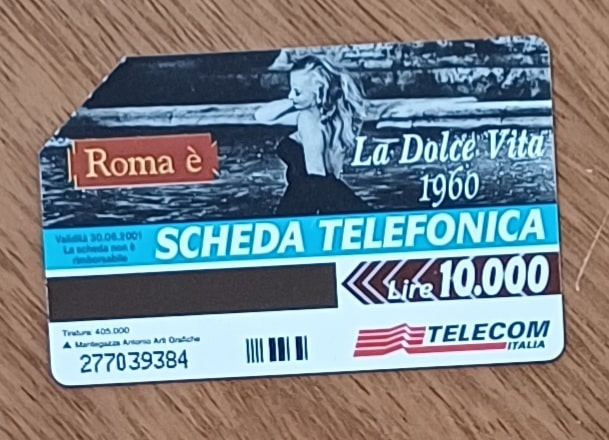 | Casa do Colecionador Cartão telefone Itália Telecom. Filme Roma é La dolce vita.