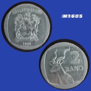 Moeda África do Sul - 2 Rand - Cobre revestido de Níquel - 5,5g - 23mm - 2000 - M1605
