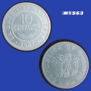 Moeda Bolívia - 10 Centavos - Aço Inox - 1,85g - 19mm - 1987 - M1563