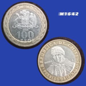 Moeda Chile - 100 Pesos - Bimetálica - 7,58g - 23,5mm - 2008 - M1642