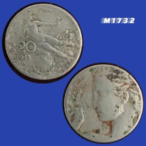 Moeda Itália - 20 Centésimos - Níquel - 4g - 21,5mm - 1913 - M1732
